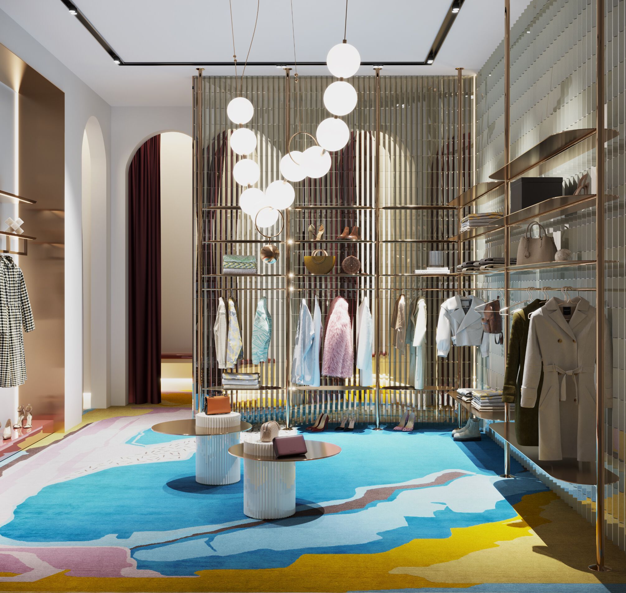 Прямоугольный ковер ручной работы Tapis Rouge абстракция ARCH-00011426