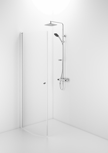 58808180 Гнутая дверь IFO Space SBVK, белые лакированные профили, прозрачное стекло с ручкой, SBVK 800. Высота 1850