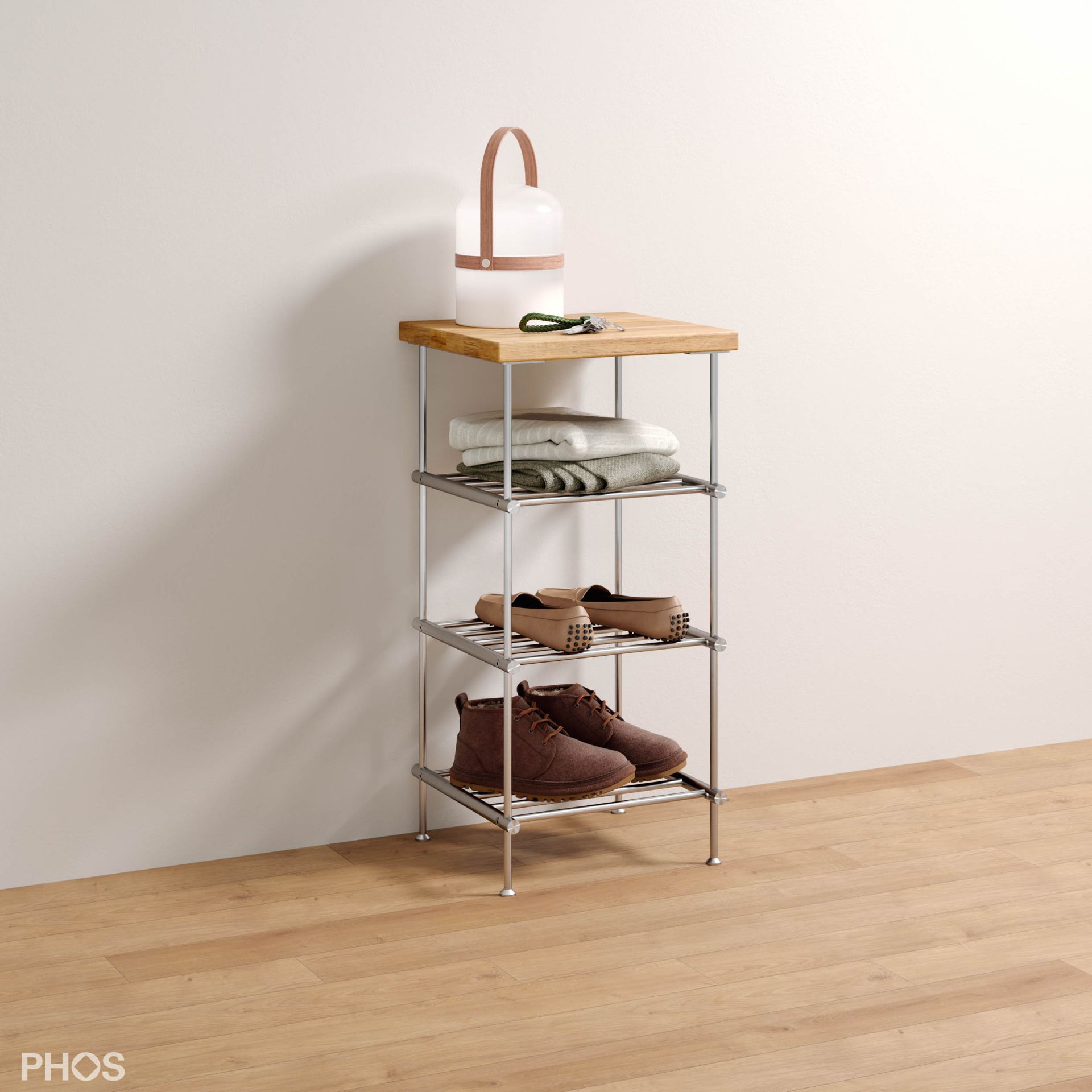 SB300-3-Eiche Скамья для обуви из дуба, 1 поле, 3 уровня, ширина 35 см PHOS 