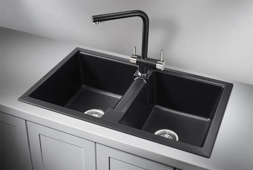 8101, ШВАРЦ (чёрный металлик), кухонная мойка, кварц GRANULA 8101-ST274