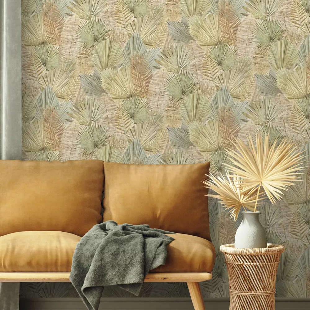 Обои флизелиновые Wall up Holiday бежево-зеленые 1.06 м 647549 STLM-2194437 - Вид №2