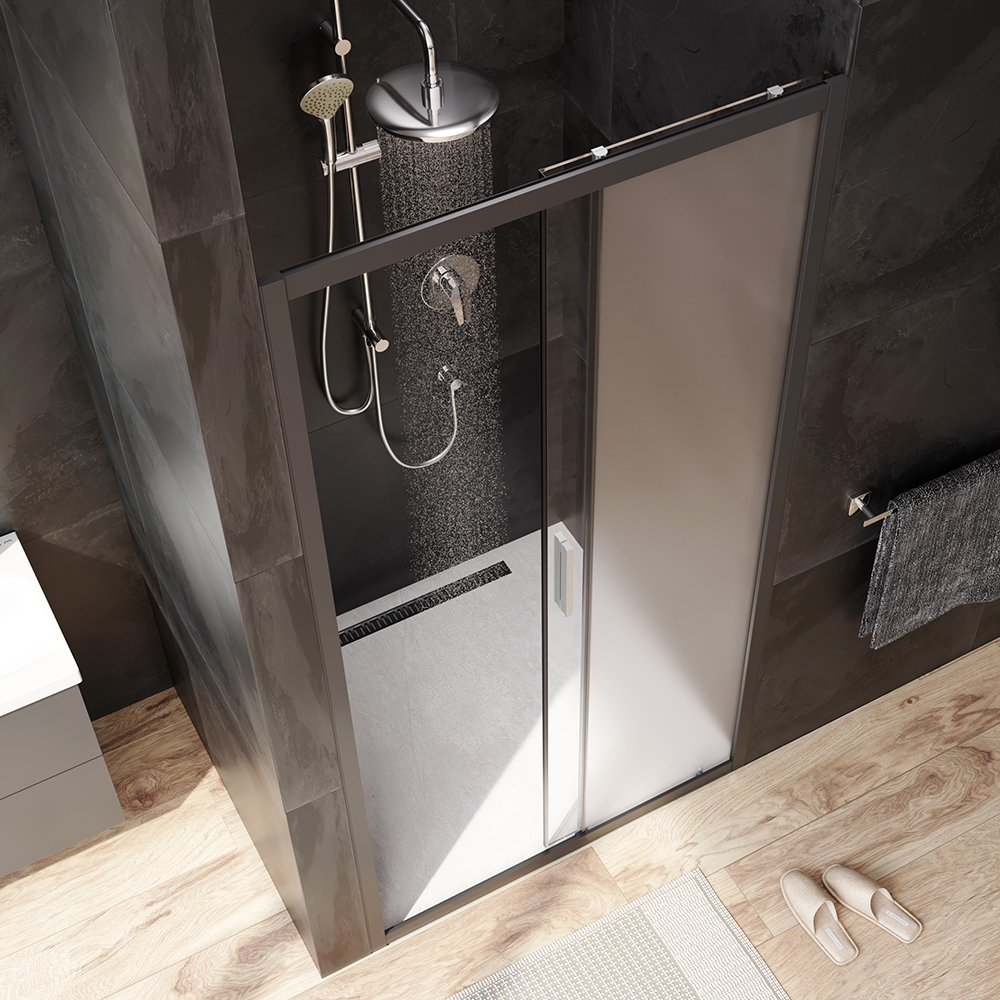 W90G-100-1-195BM Solo Дверь душевая 100х195 стекло матовое профиль черный матовый AM.PM Gem - Вид №1