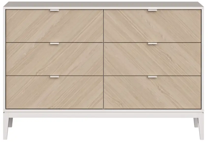 91313345 Комод Ellipse furniture Fjord 6 ящиков 136x49x90.4 см МДФ цвет белый STLM-1077282