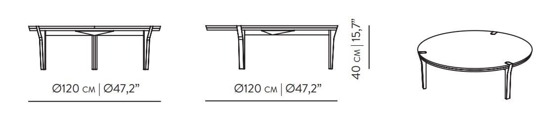 Круглый низкий журнальный столик из мрамора и массива дерева Wewood CORNER ARCH-00141905 - Вид №3