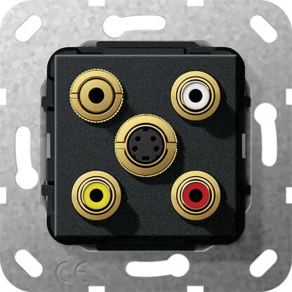 566310 Розетка S-Video/2RCA/Minijack/композитный черный матовый Gira System 55