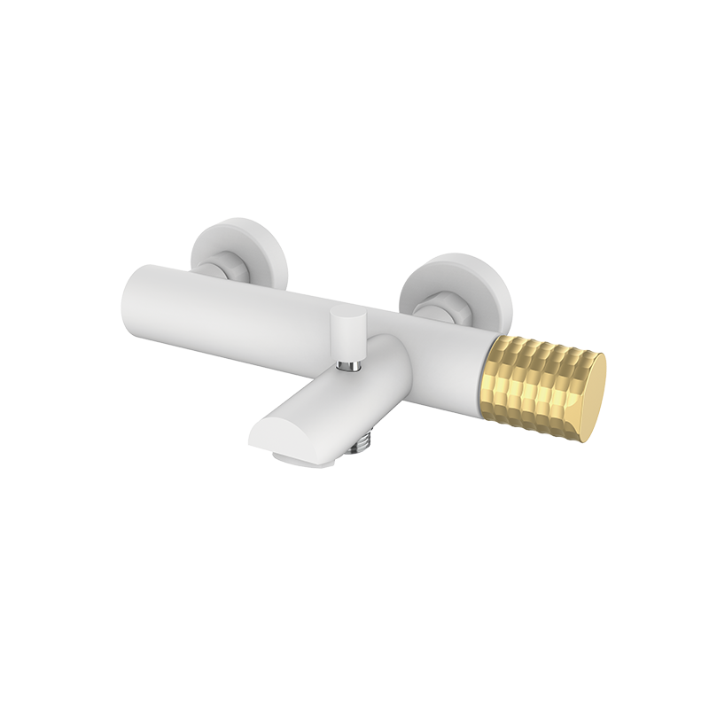 75224717 PREMIUM Белый смеситель ванна-душ Белое Матовое Золото GRB MIXERS 