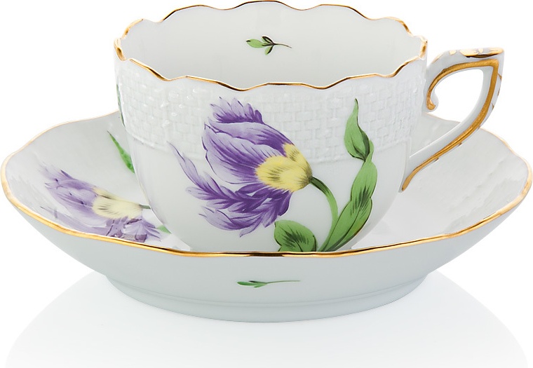1051668 Herend Чашка для мокко с блюдцем 80мл "Китти" (фиолетовая) Фарфор 