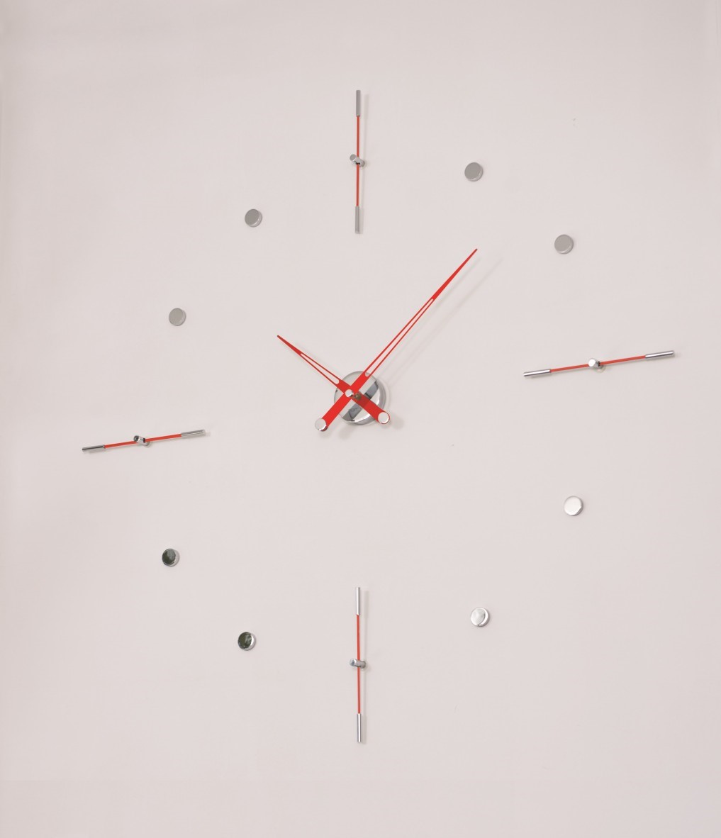 095540 Настенные часы i хром-красный Nomon Mixto 