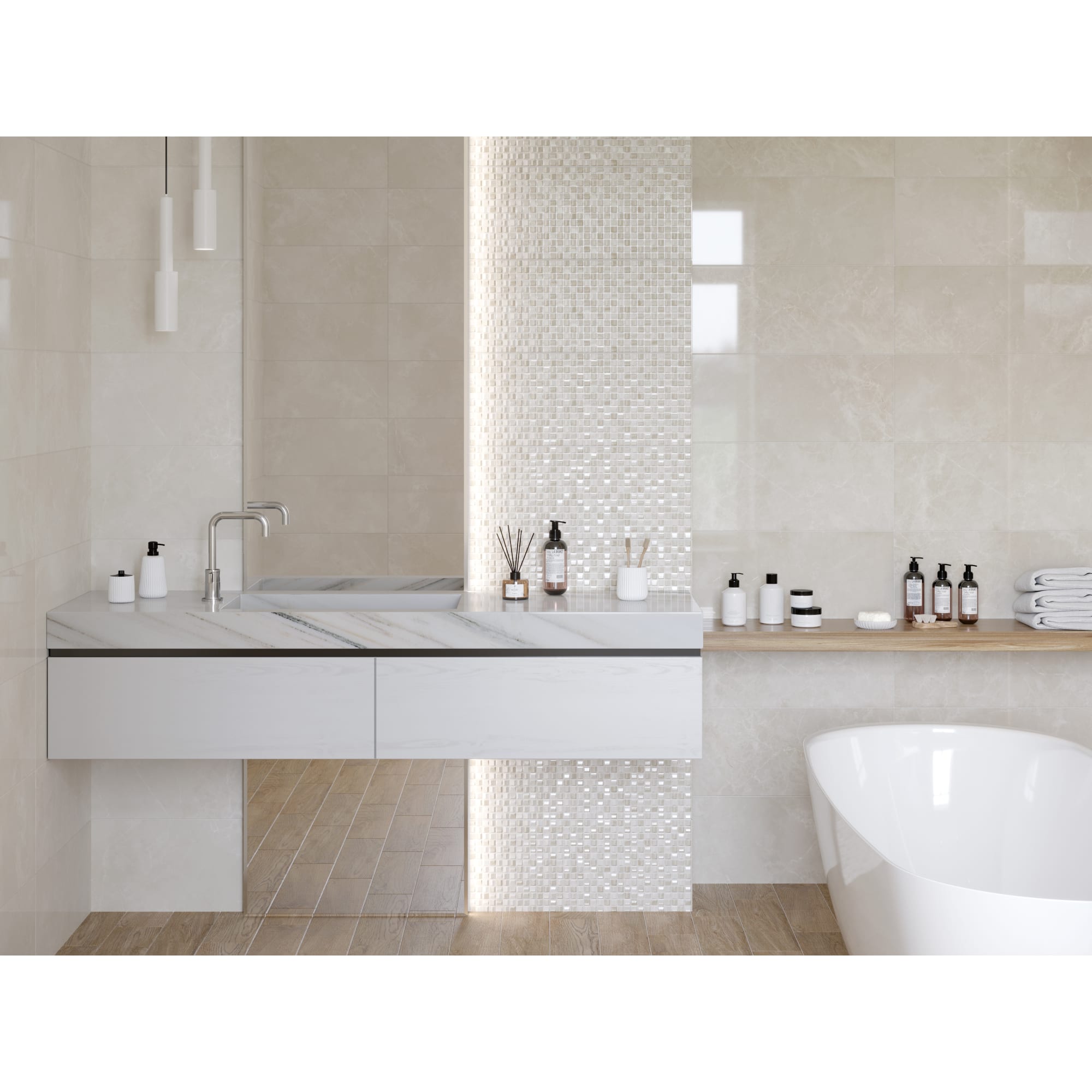 UNITILE Sandy - настенная плитка с рельефной мозаикой 25х60 см 84178244 STLM-0046937 - Вид №1