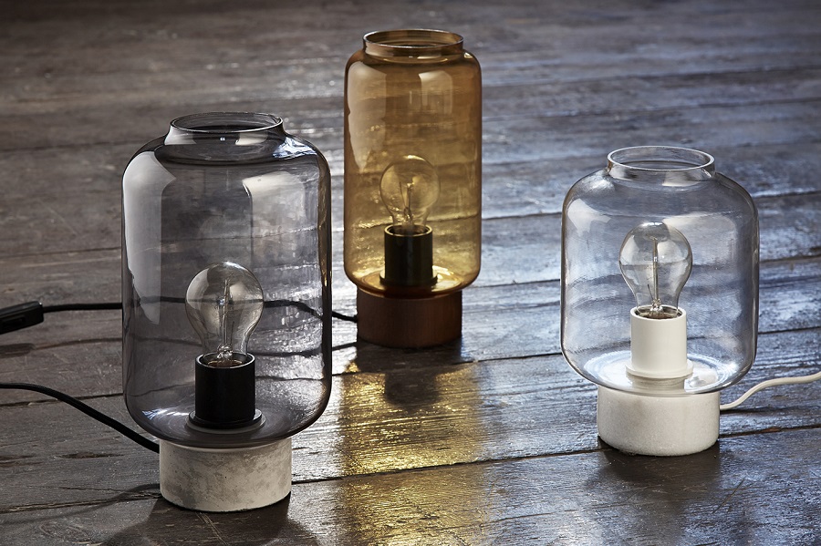 Лампа настольная Column, коричневое стекло/деревянное основание Frandsen 244015080011 - Вид №1