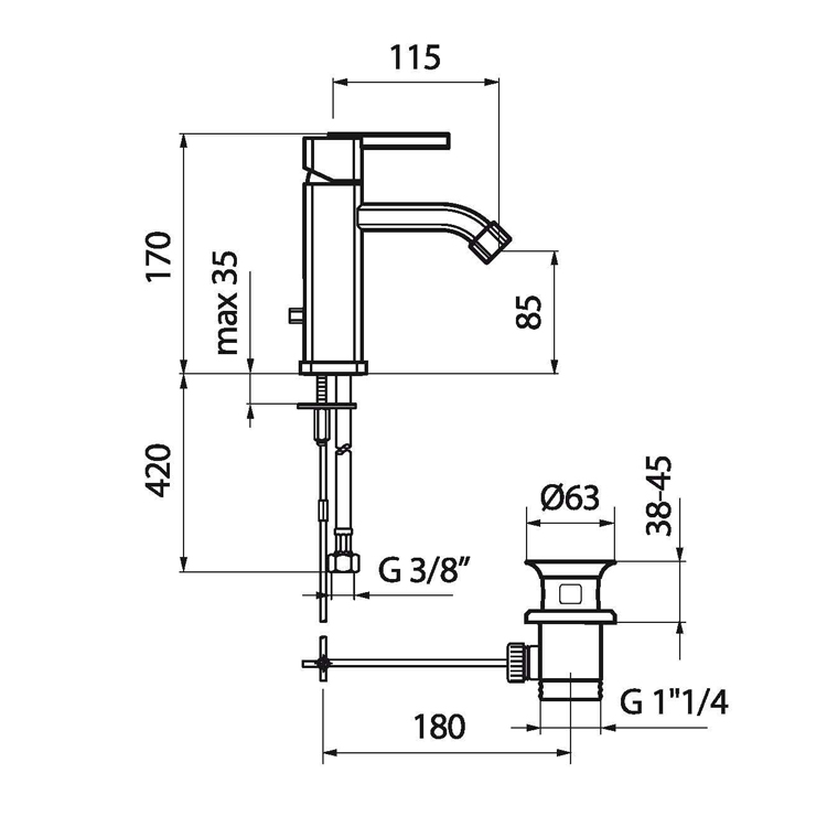 AZ830102015 Смеситель для раковины Webert Azeta  - Вид №2