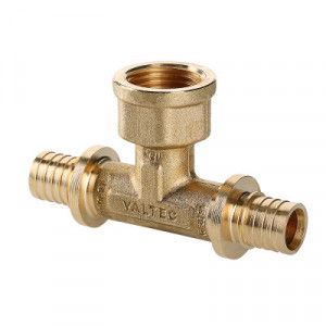 VTm.432.BG.200420 Фитинг аксиальный универсальный – тройник надвижной с переходом на внутреннюю резьбу Valtec 20 (2,8) мм х 1/2" х 20 (2,8) мм