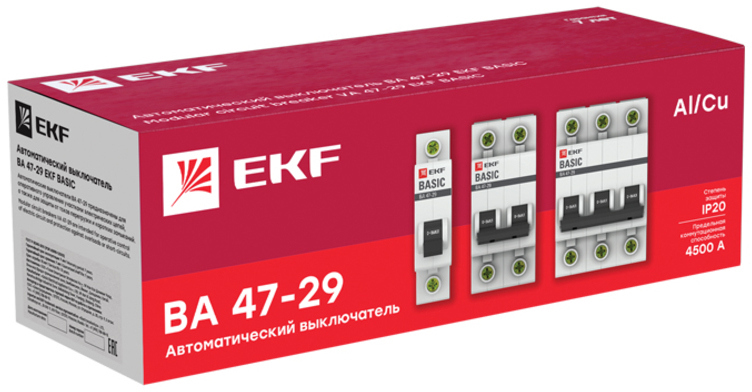 90479874 Автоматический выключатель Basic 3P 25 А 4.5 кА mcb4729-3-25C STLM-0244929 EKF