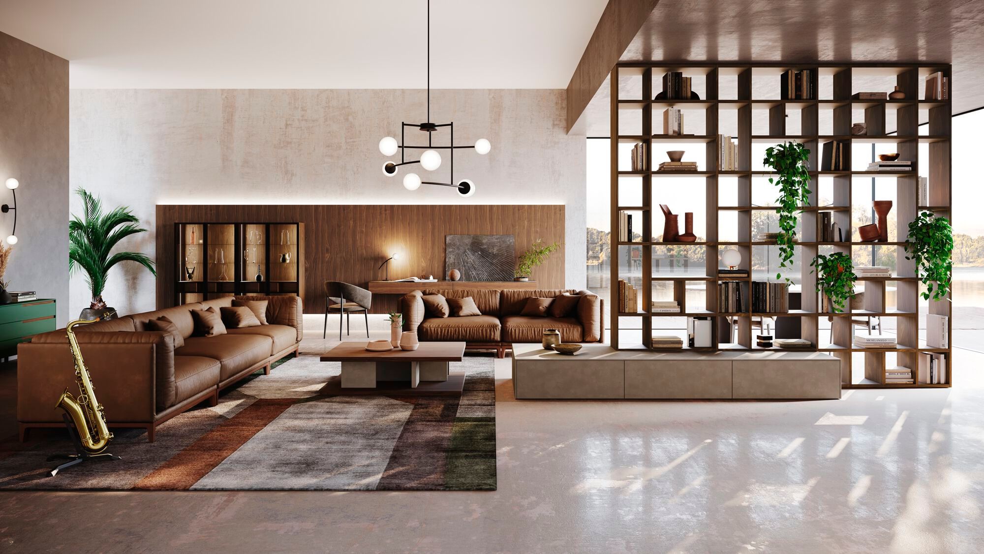 Подвесная витрина из алюминия и стекла со встроенным освещением Guzzini & Fontana House of Sax ARCH-00084979 - Вид №1