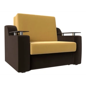 91778958 Диван Лига Диванов Сенатор 119882 132x93x110 см вельвет цвет коричневый/желтый STLM-1454604