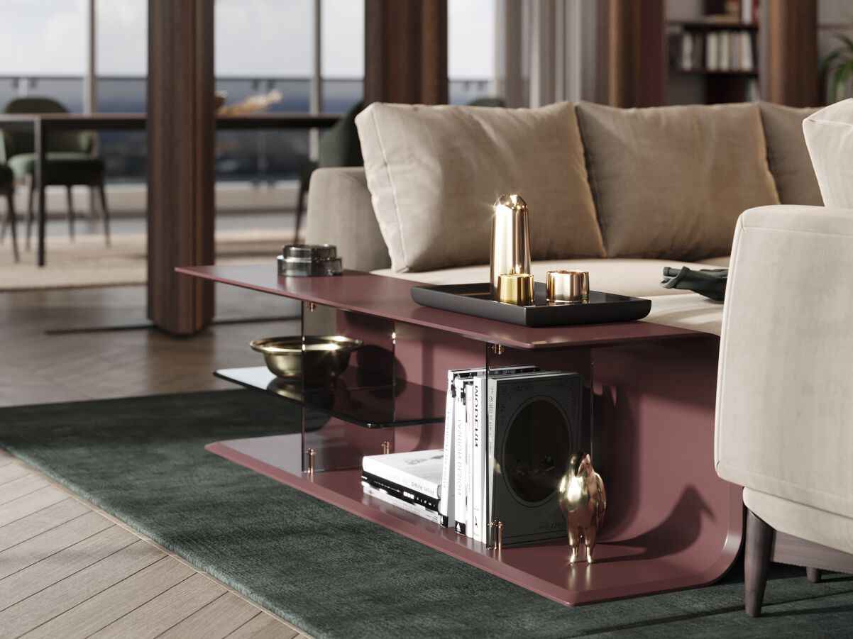 Деревянный прямоугольный низкий журнальный столик с отсеком для хранения PRADDY Natur ARCH-00017827 - Вид №1