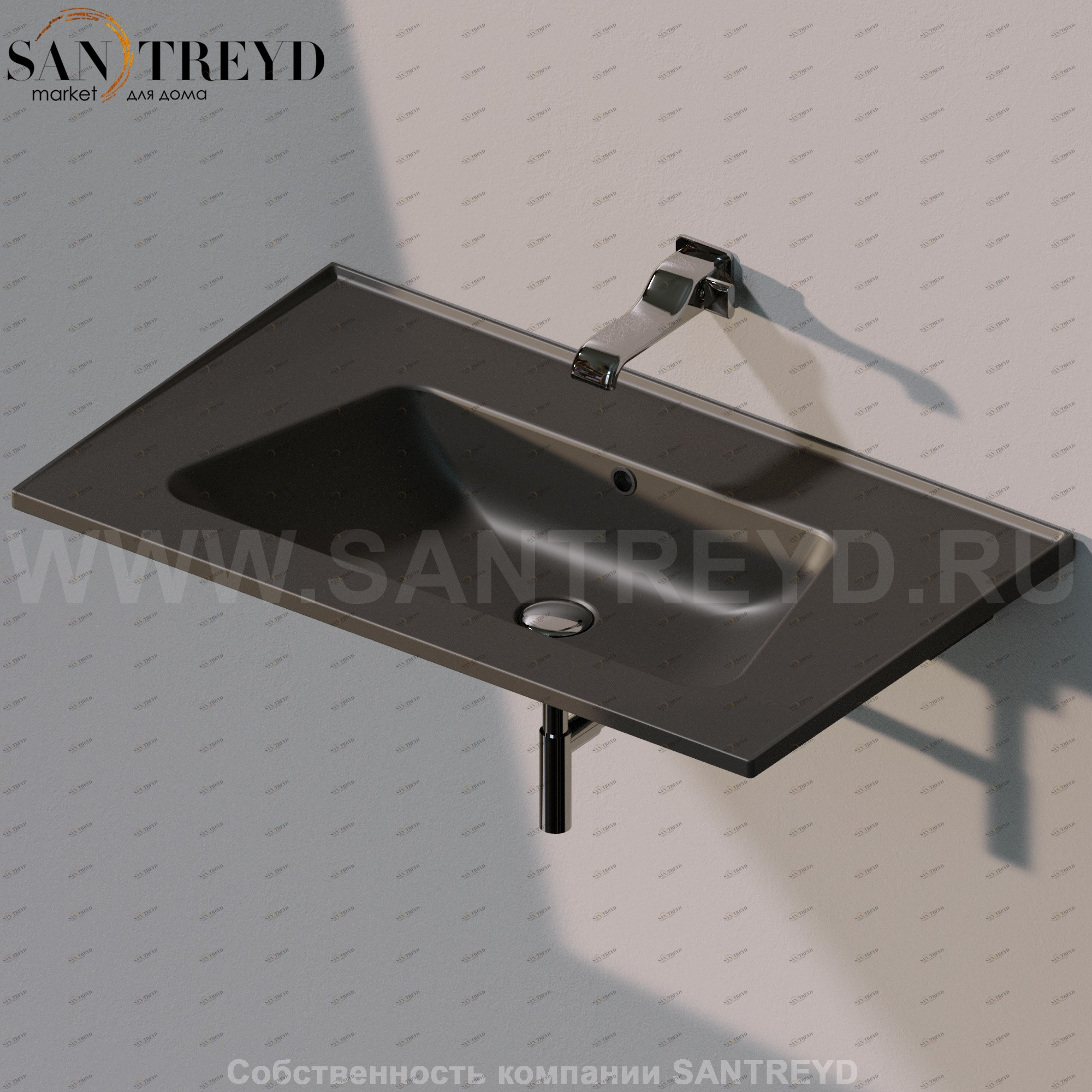 BM85L7006 Подвесная раковина настенная прямоугольная Ceramica Flaminia Bloom черная