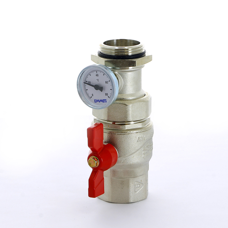 Краны шаровые с разъемным соединением НВ с термометром Progress бабочка EMMETI 1"1/4, 2шт 01306132