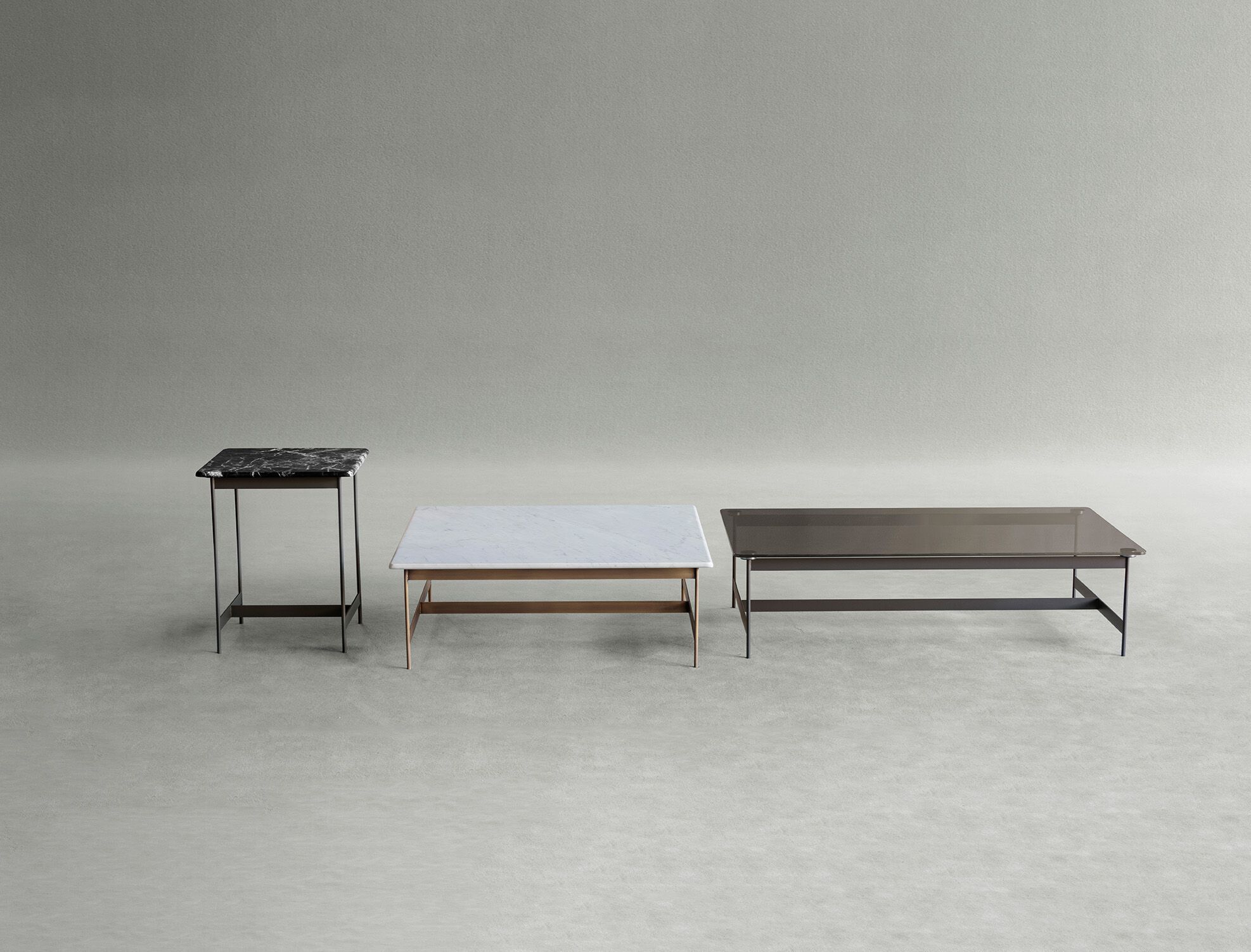 Квадратный металлический журнальный столик с мраморной столешницей Potocco Little T ARCH-00140161 - Вид №1