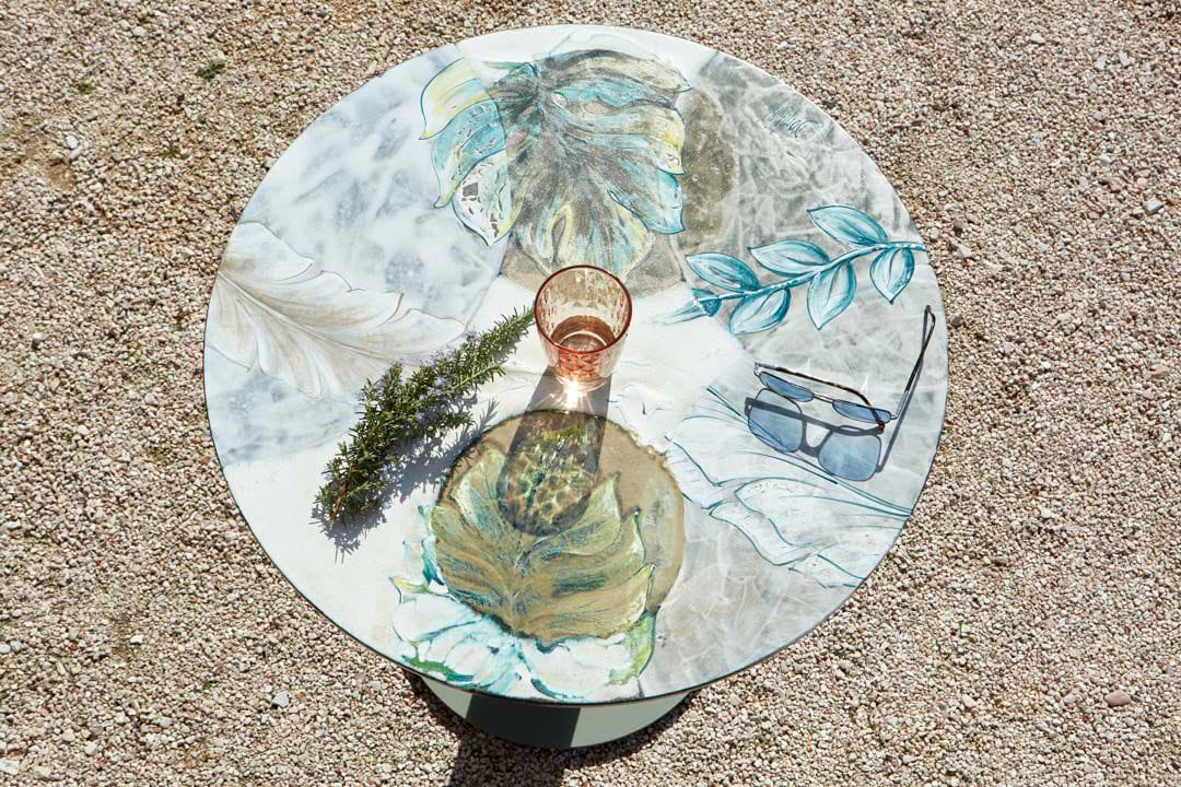 Круглый стол из фаянса и нержавеющей стали DOMIZIANI современный ARCH-00130801 - Вид №1