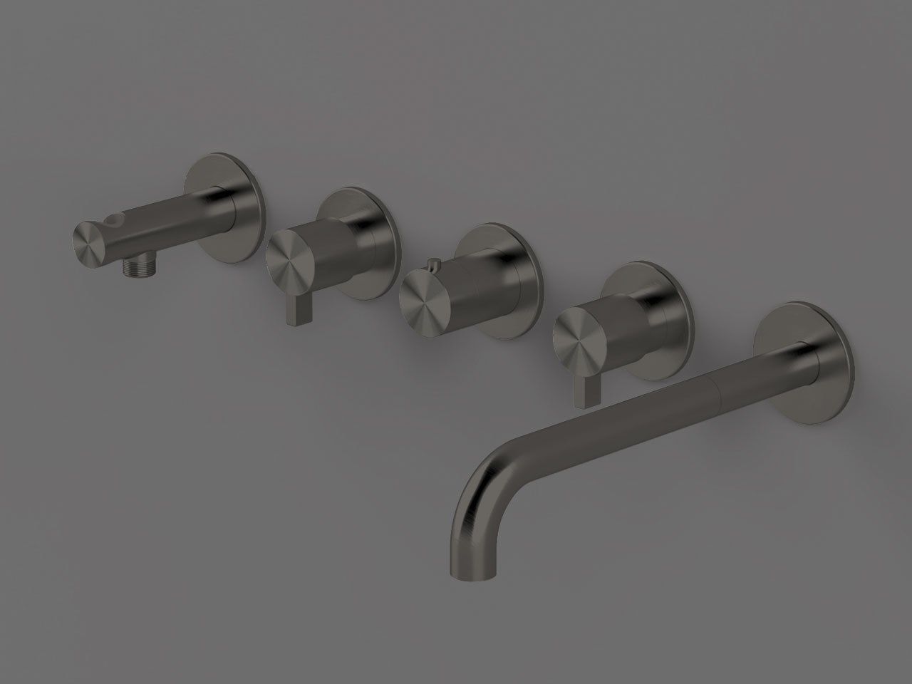 Стальной термостатический настенный смеситель для ванны с переключателем Radomonte Toox ARCH-00119135 - Вид №2