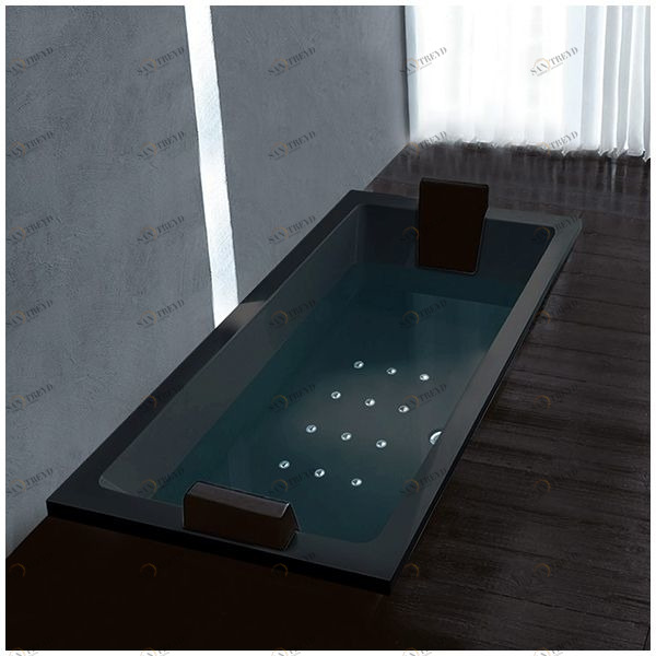 Ванна Gruppo treesse Quadra 180 V078C-DX-C чёрная с аэромассажем прямоугольная встроенная правая STAV078CDXC