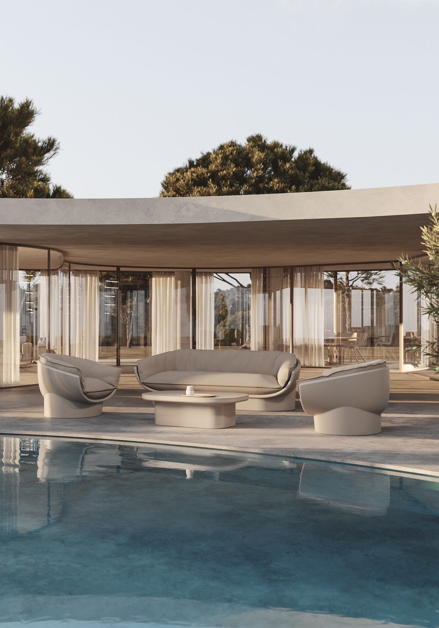 3-местный полиэтиленовый садовый диван Vondom Луна ARCH-00084048 - Вид №1