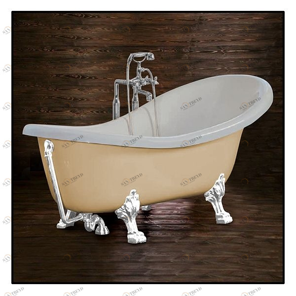 Ванна Akcjum Rectime 160 WR-03-01-KB-N овальная бежевая с белыми ножками WR0301KBN