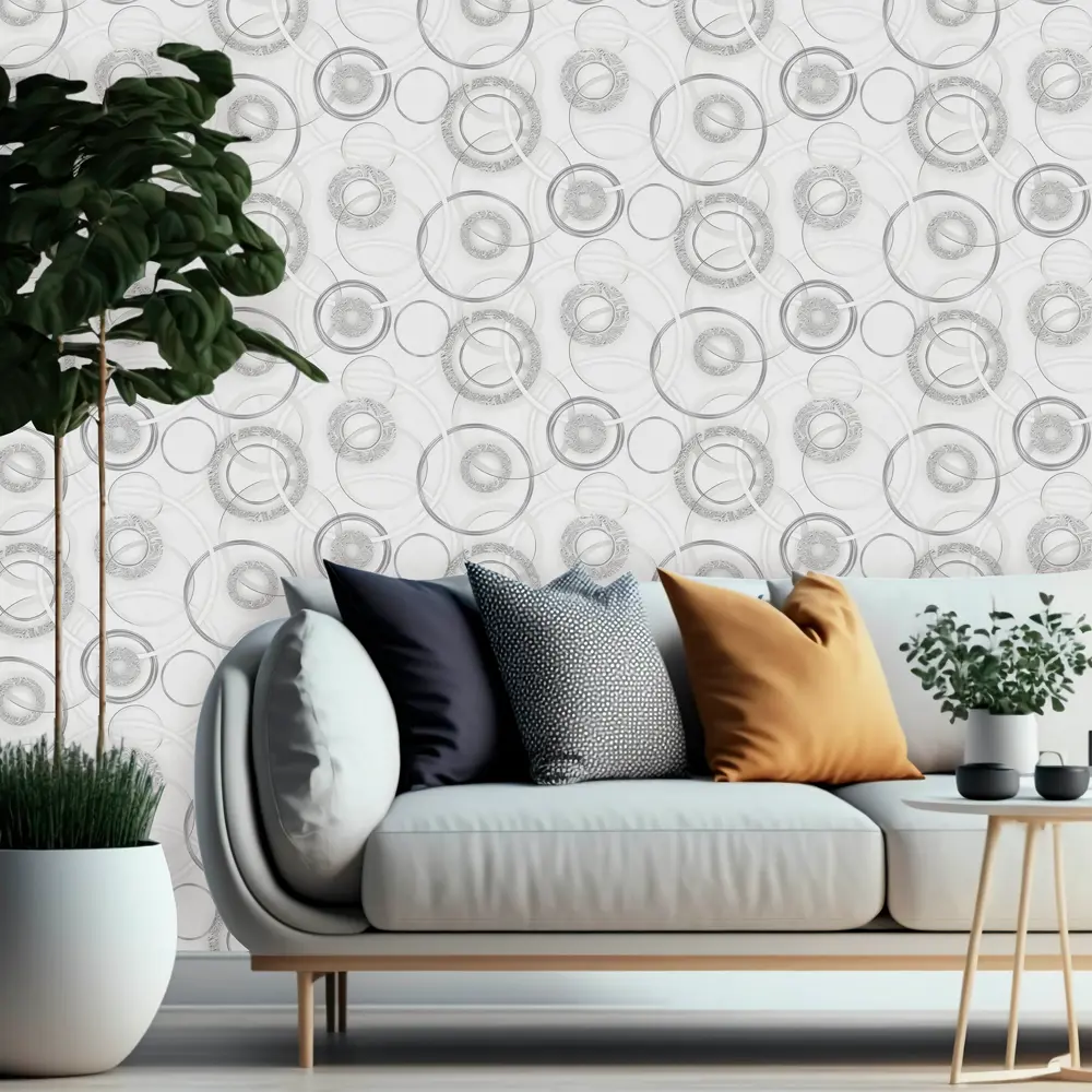 Обои бумажные Московская обойная фабрика Рондо белые 0.53 м 6306-1 STLM-2048178 - Вид №2