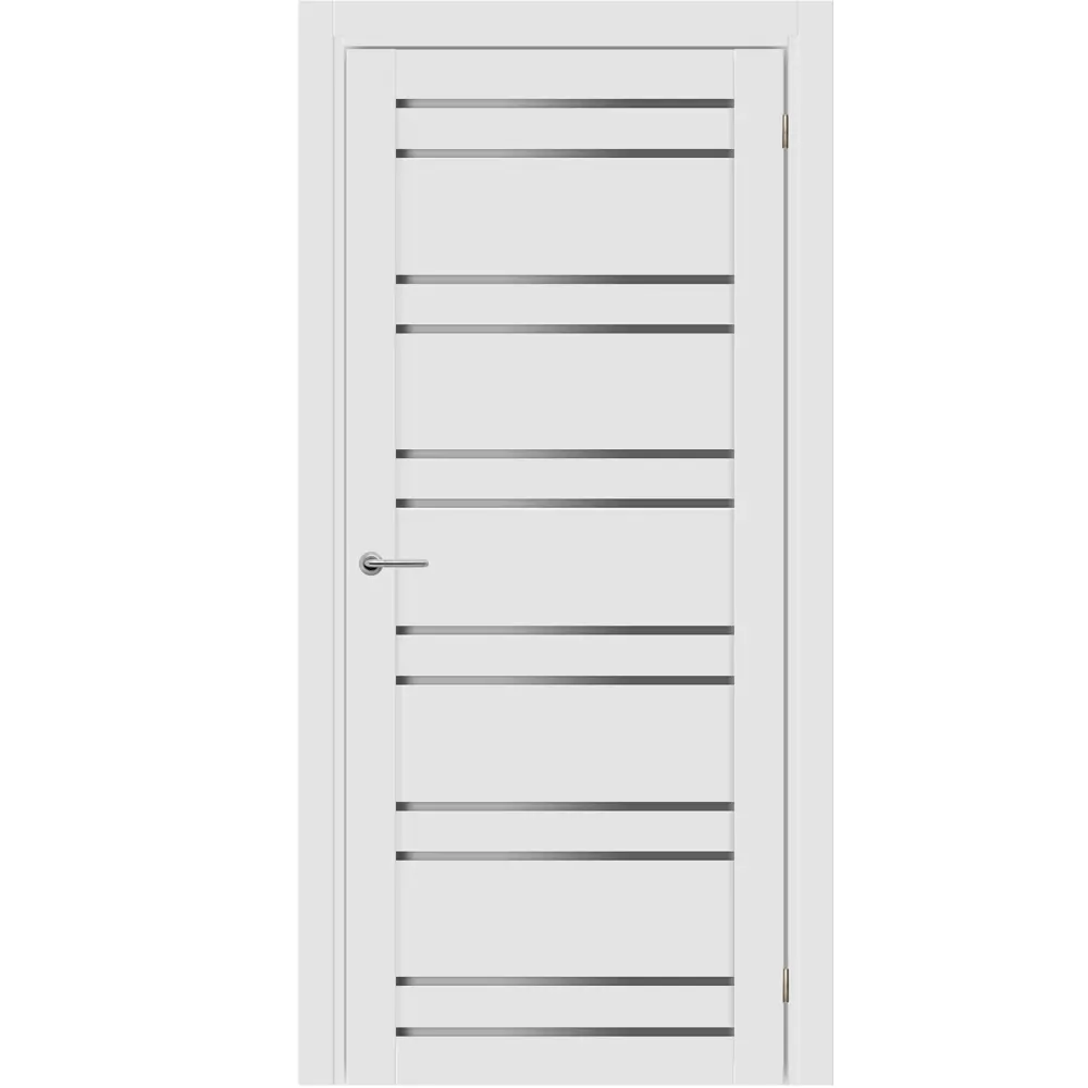 Дверь межкомнатная со стеклом Паудер 90x200 см Hardflex цвет белый с замком и петлями 89461597 STLM-2033364 KREAFORTA 