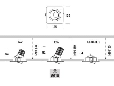 Регулируемый встраиваемый прожектор ONOK Lighting Ринго ARCH-00040786 - Вид №2