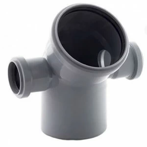 Отвод ПВХ канализационная D110х45° с выходом 50 (левый+правый)