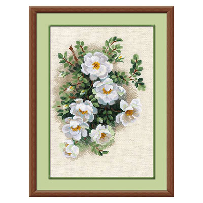 1351 Набор для вышивания Белый шиповник 21 х 30 см RIOLIS Сотвори Сама 