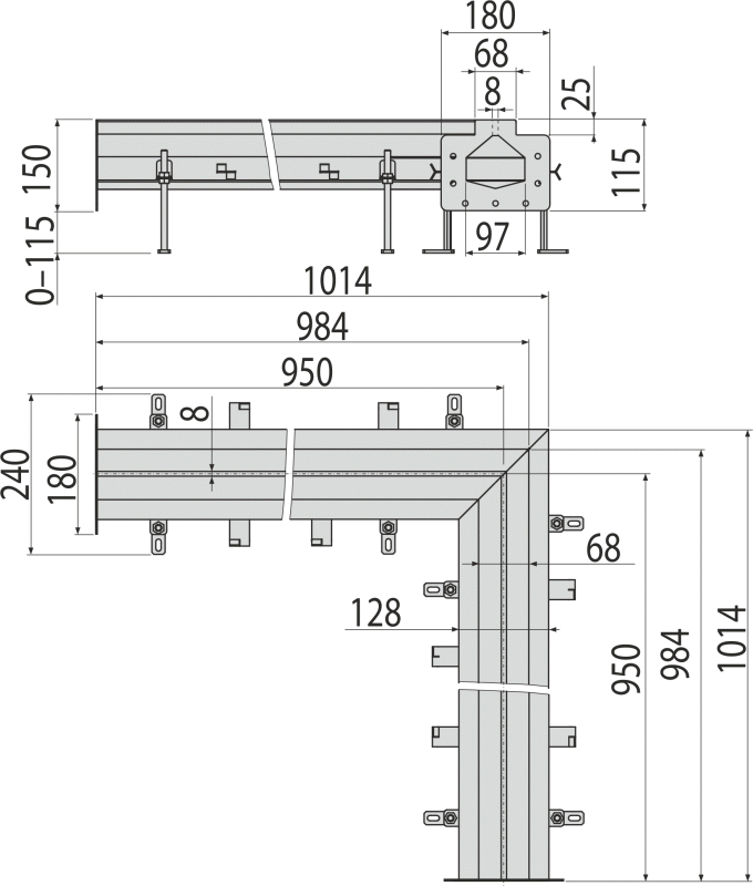 Промышленный угловой желоб щелевой из нержавеющей стали AISI 304 ALCAPLAST APR21102 - Вид №1