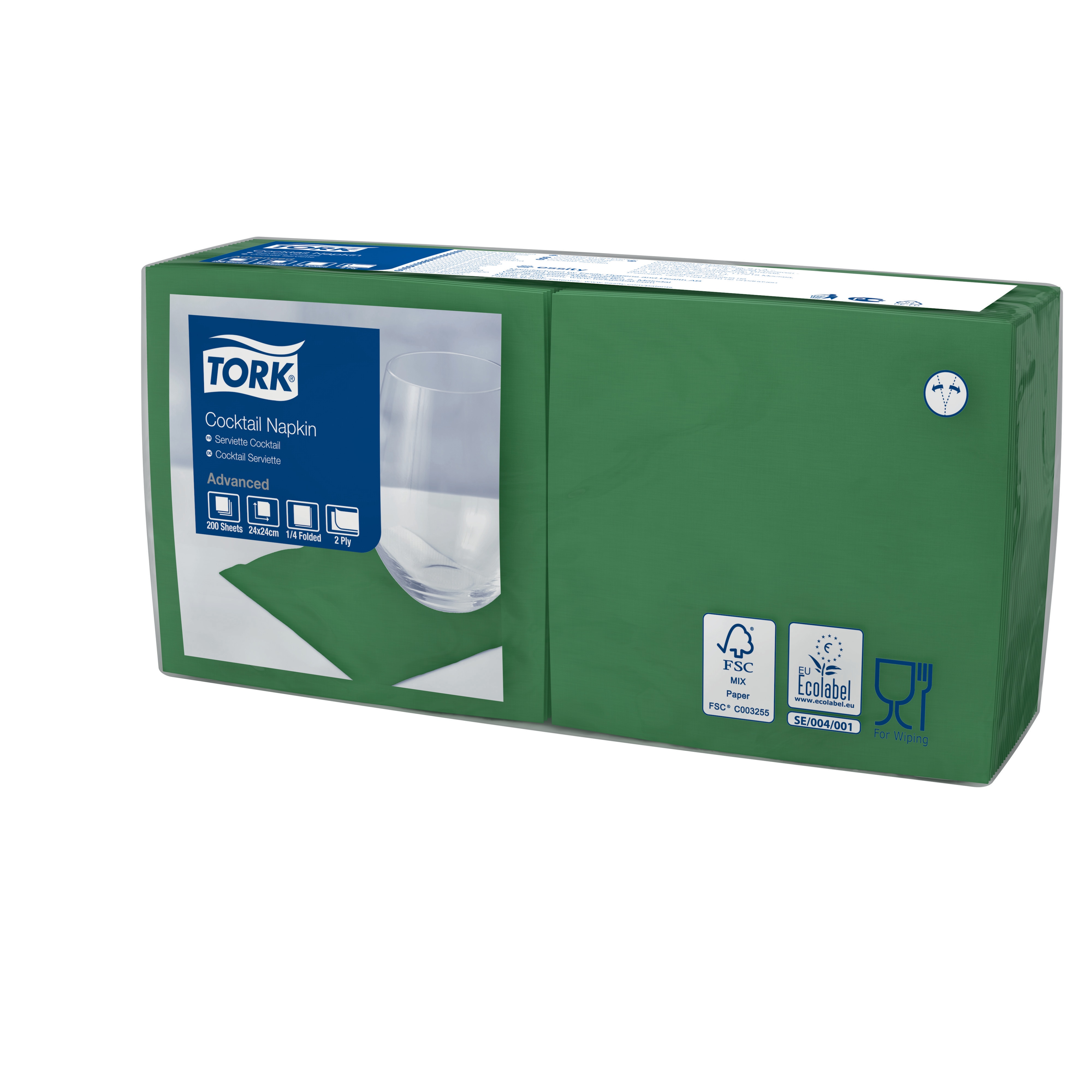 47782739 Коктейльная салфетка тёмно-зелёного цвета Tork  - Вид №1