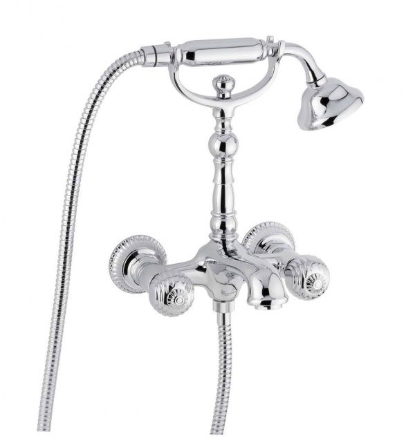98011CR Смеситель The One с ручным душем для ванны. Металлические ручки, цвет хром EMMEVI