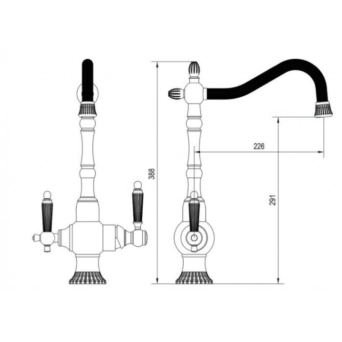 Zorg ZR-351-YF BR Смеситель для кухни Zorg 388х226  - Вид №2