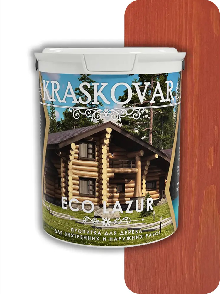91671142 Пропитка для дерева лессирующая Kraskovar Eco Lazur цвет коралл 0.9 л STLM-0859585