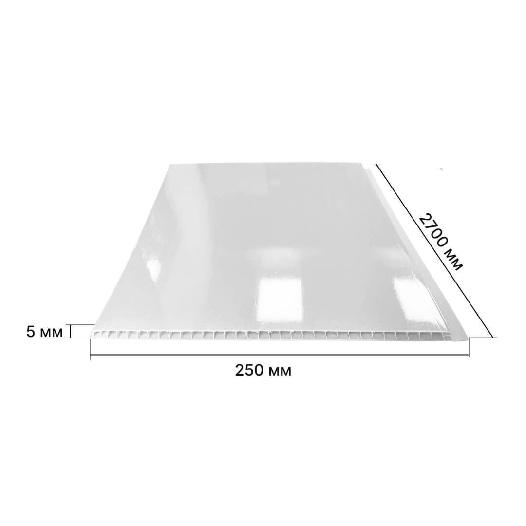 Панель ПВХ 2,7*0,25 (Белая глянц-лак ) STELLA Slim 5 мм Premium (15) Slim Premium STSR-280