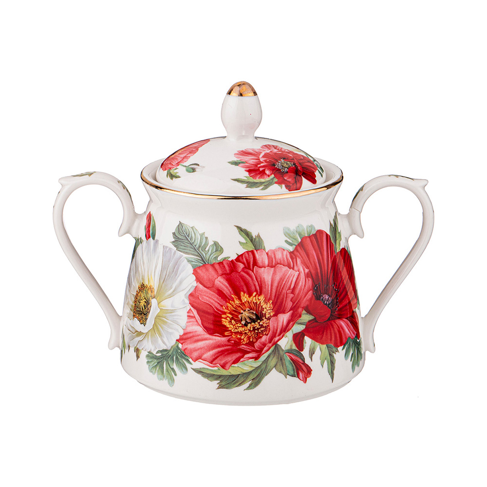 104-776 Посуда фарфоровая Маки сахарница 320 мл Lefard 