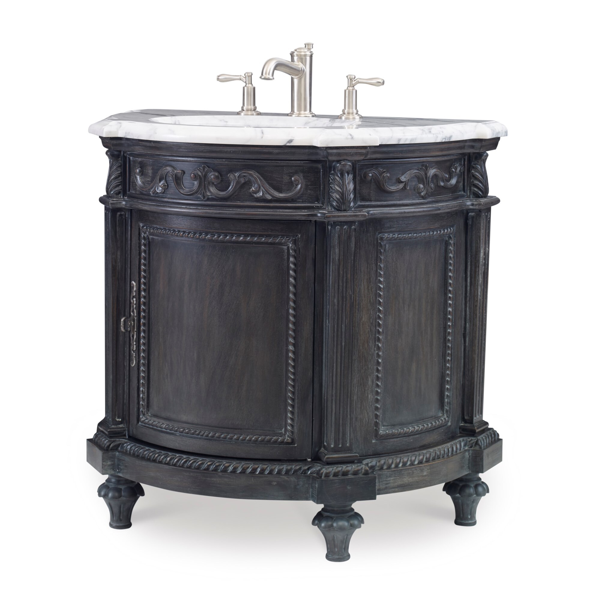 Тумбочка, средняя (от 34 до 36,5) 08055-110-329 Demilune Sink Chest - Black Ambella  - Вид №1