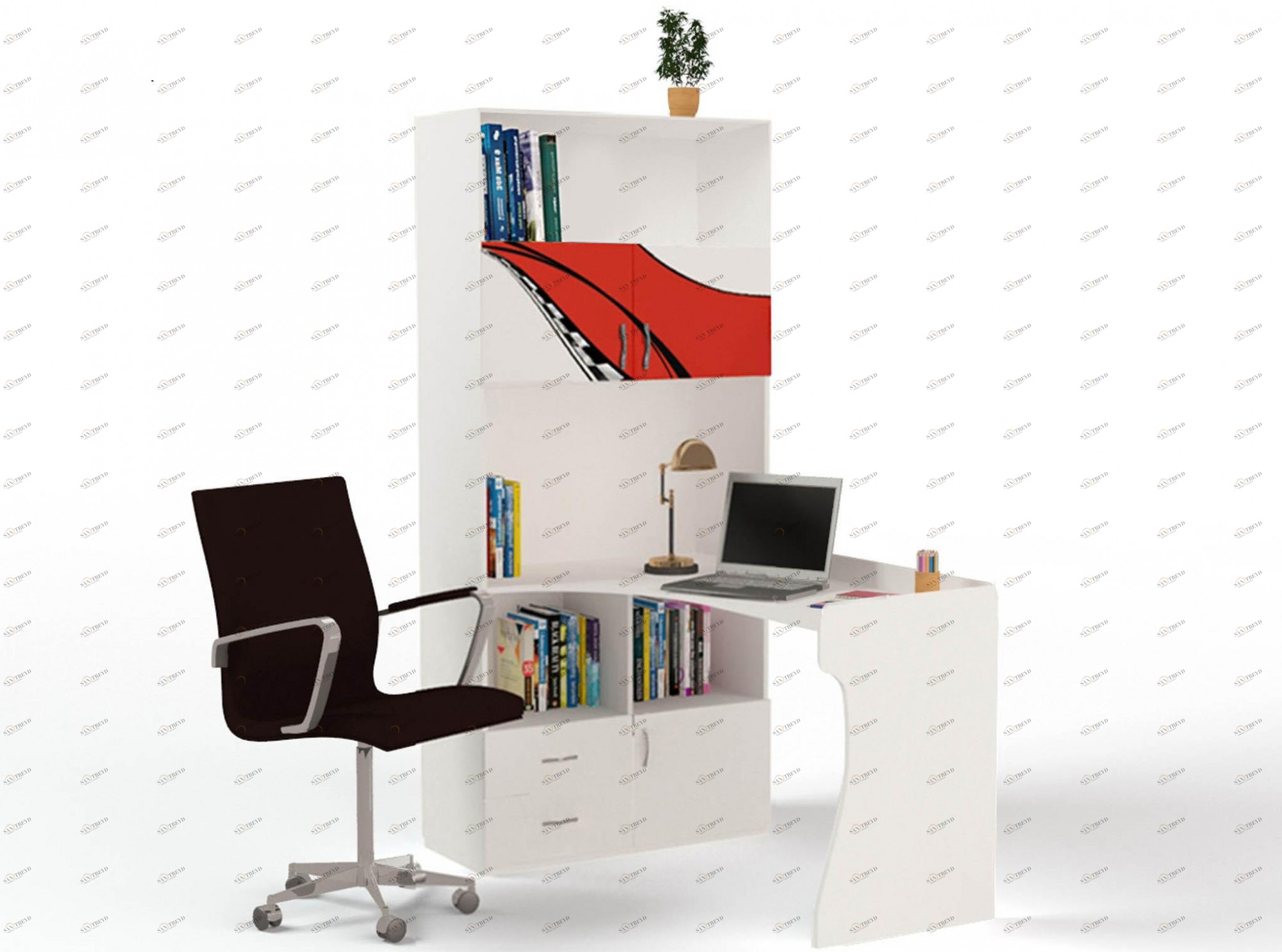 Стол-стеллаж ABC-KING La-Man, (левый красная 4631148150775