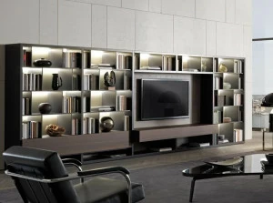 MisuraEmme Деревянная оборудованная стена со встроенной подсветкой и подставкой под телевизор. Misuraemme