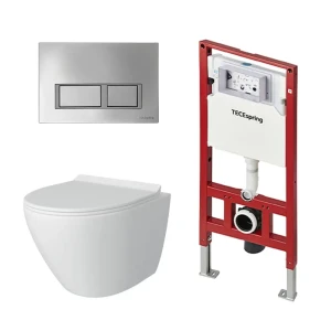 Tece Spring — комплект инсталляции с безободковым унитазом и хромированной панелью 89407236