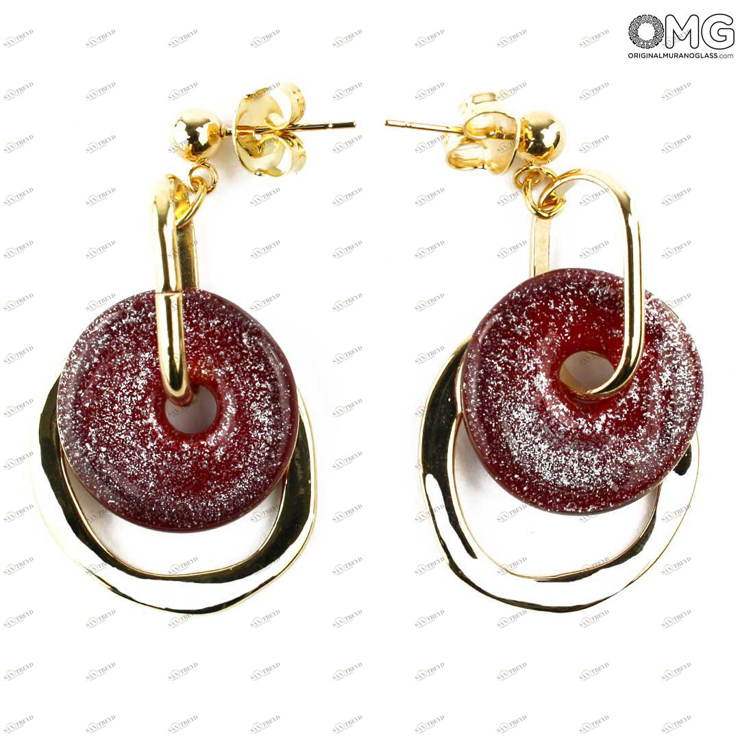 3823 ORIGINALMURANOGLASS Серьги Скарлатто - Коллекция Antica Murrina - муранское стекло OMG 5 см 
