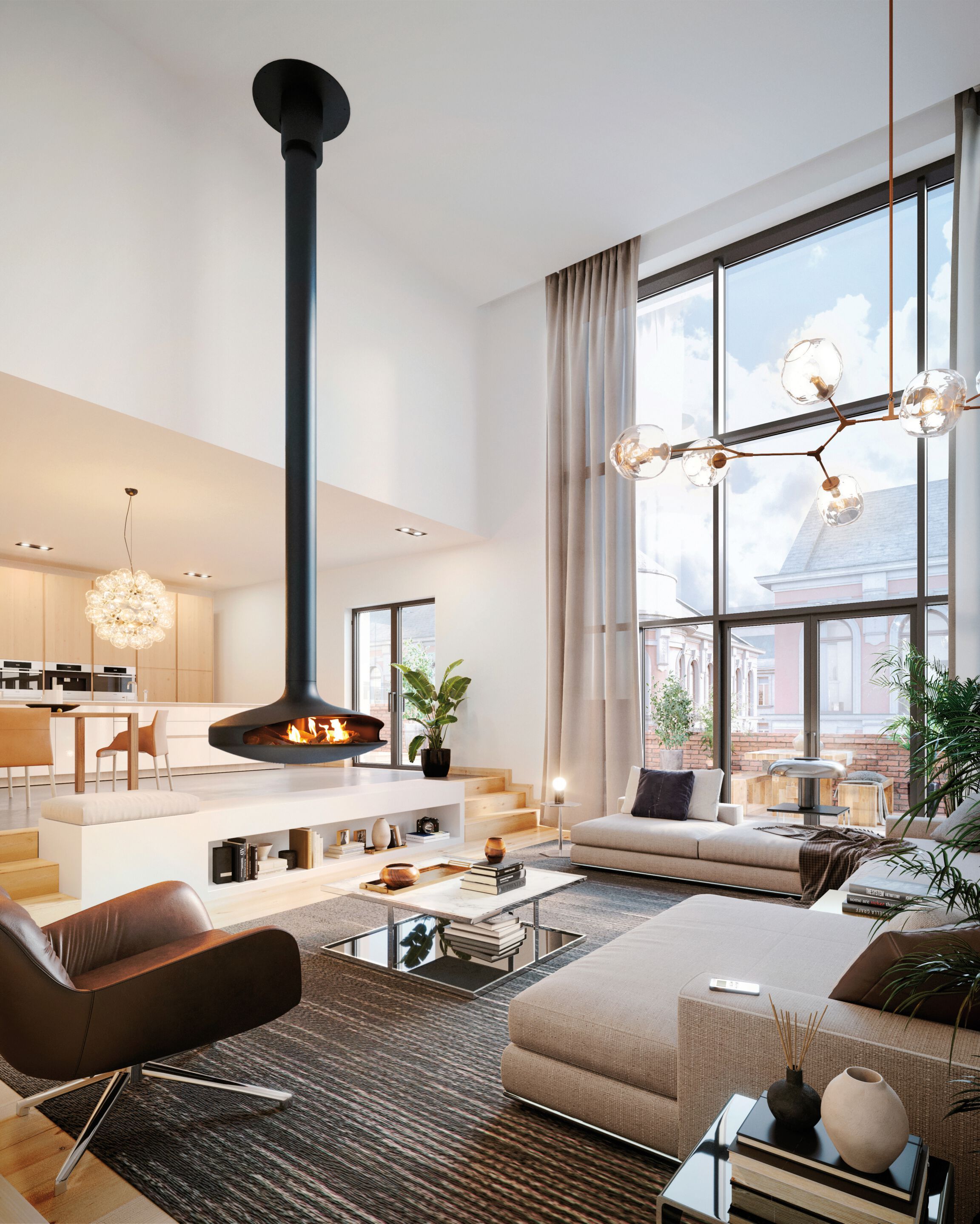 Металлический вращающийся газовый подвесной камин Focus creation Gyrofocus ARCH-00075057 - Вид №3