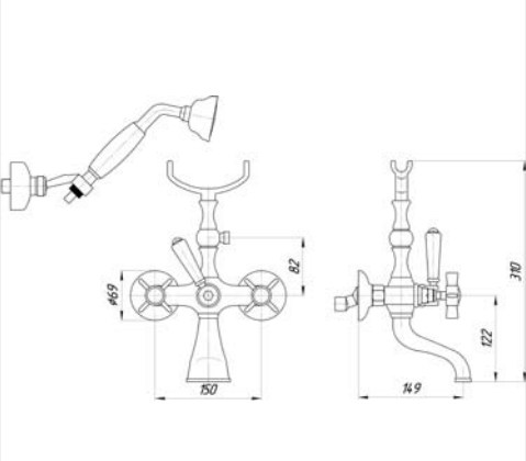 Смеситель MIGLIORE Princeton ML.PRN-802.CR для ванны/душа - хром  - Вид №4
