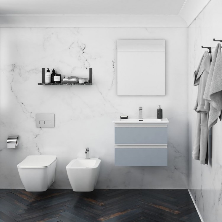 T297101 Подвесное биде, 1 отверстие под смеситель, с отверстием перелива, с керамической накладкой слива (T854601), с крепежом для полностью скрытого монтажа Ideal Standard STRADA II - Вид №5