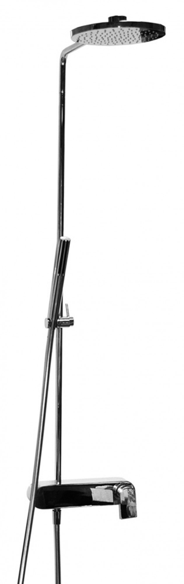 1029  Смеситель из стены для душаручка переключатель на 2 потока с кнопкой ручная лейка SUN гибкий шланг 150 см ПВХ верхний душ Ø 20 см полностью видимая фиксированная душевая лейка с противоизвестковой обработкой впуски 1/2'' регулируемое крепление Fanti Fantini Rubinetti MARE