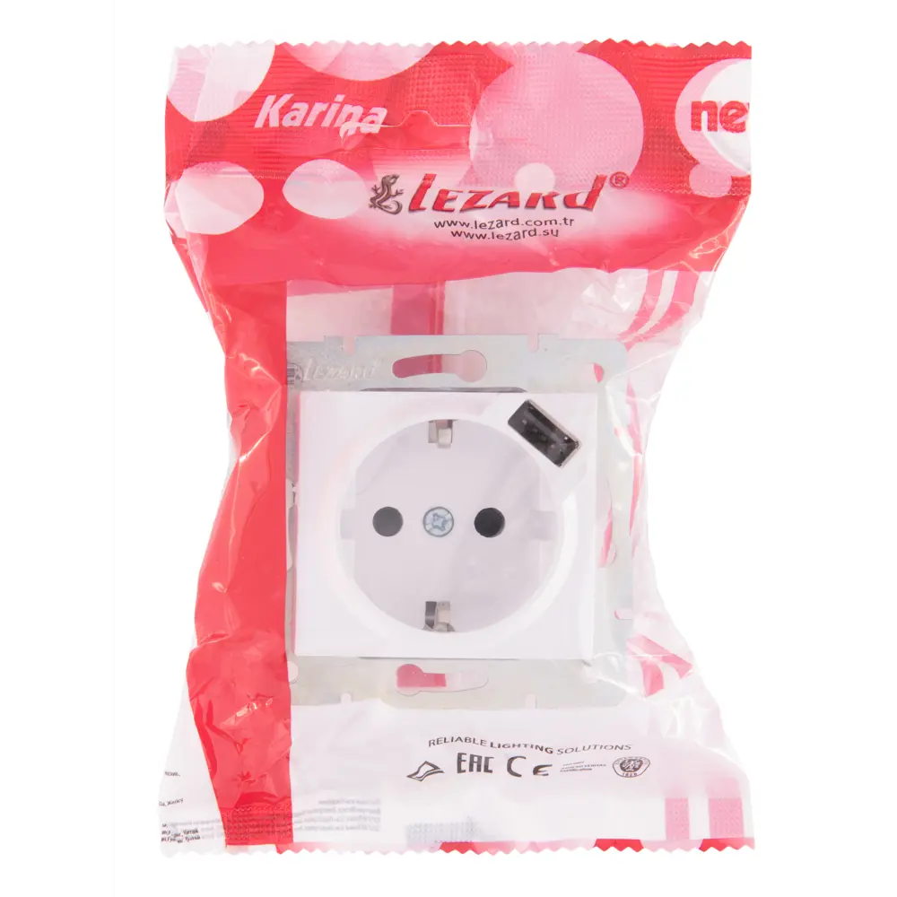 Розетка Lezard Karina с заземлением разъем USB цвет белый STLM-2151584 - Вид №7